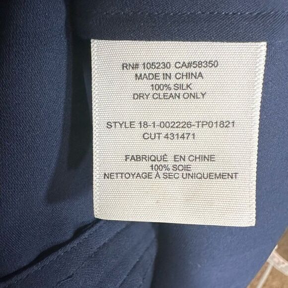 Joie tunic Silk Blouse Navy Blue ruffle long sleeves size XS - Picture 5 of 8